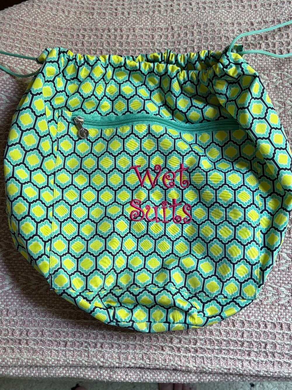 Initials, Inc., preppy wet swimsuit bag 16 x 13" beach vacation pool summer